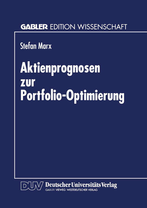 Book cover of Aktienprognosen zur Portfolio-Optimierung (1996)