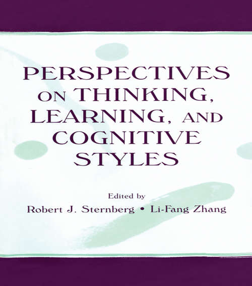 Book cover of Perspectives on Thinking, Learning, and Cognitive Styles (Educational Psychology Series)