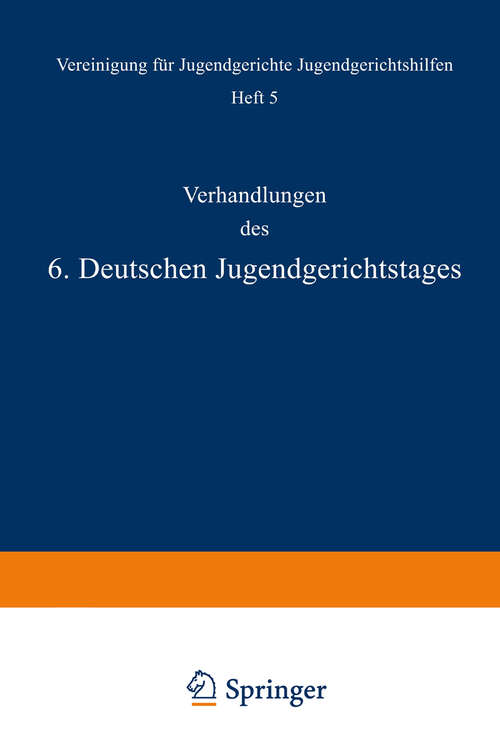 Book cover of Verhandlungen des 6. Deutschen Jugendgerichtstages (1925)