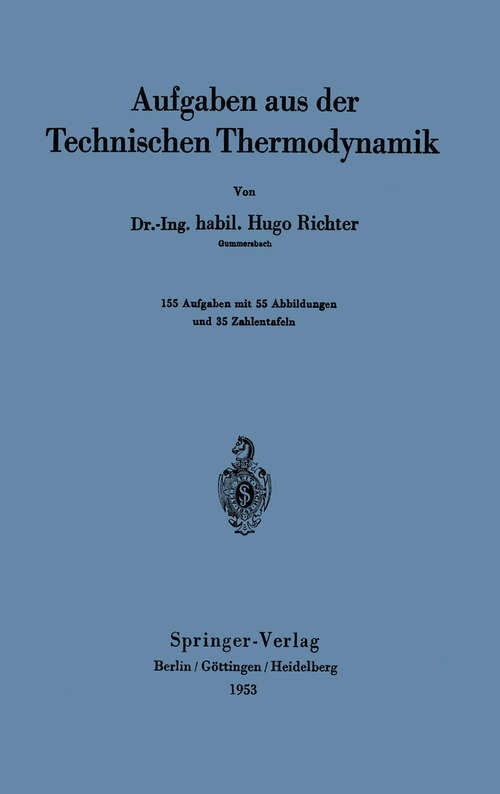 Book cover of Aufgaben aus der Technischen Thermodynamik (1953)