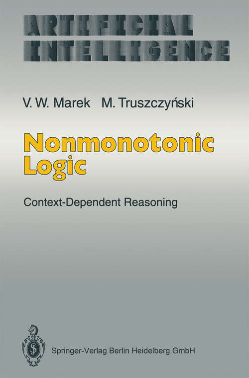 Book cover of Nonmonotonic Logic: Context-Dependent Reasoning (1993) (Artificial Intelligence)
