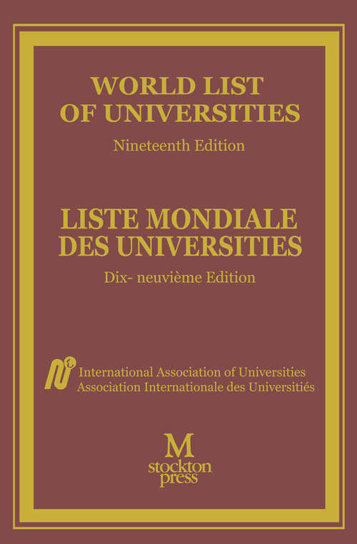 Book cover of World List of Universities / Liste Mondiale des Universites (19th ed. 1992)