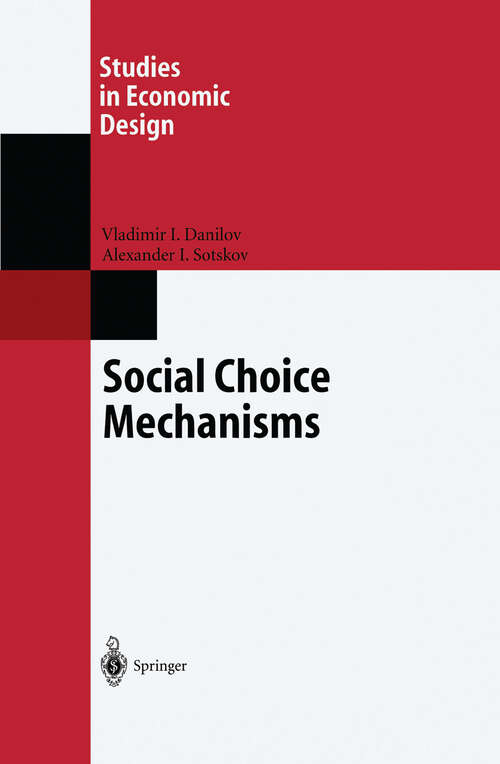 Book cover of Social Choice Mechanisms (2002) (Studies in Economic Design)