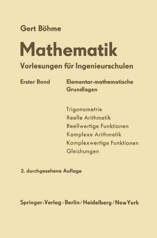 Book cover of Elementar-mathematische Grundlagen (2. Aufl. 1967)