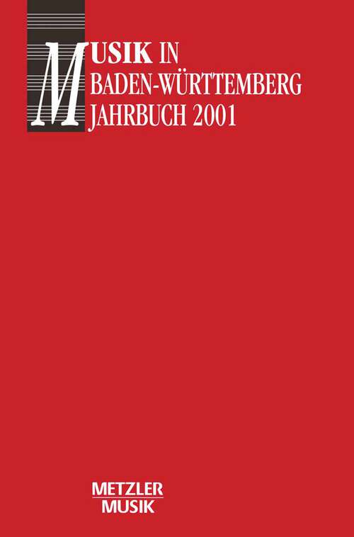 Book cover of Musik in Baden-Württemberg, Jahrbuch 2001: Jahrbuch 2001/ Band 8 (1. Aufl. 2001)