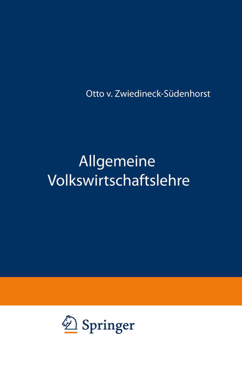 Book cover of Allgemeine Volkswirtschaftslehre (2. Aufl. 1948) (Enzyklopädie der Rechts- und Staatswissenschaft #33)