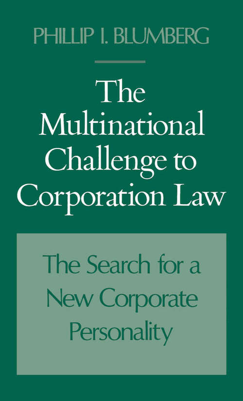 Book cover of The Multinational Challenge To Corporation Law: The Search For A New Corporate Personality