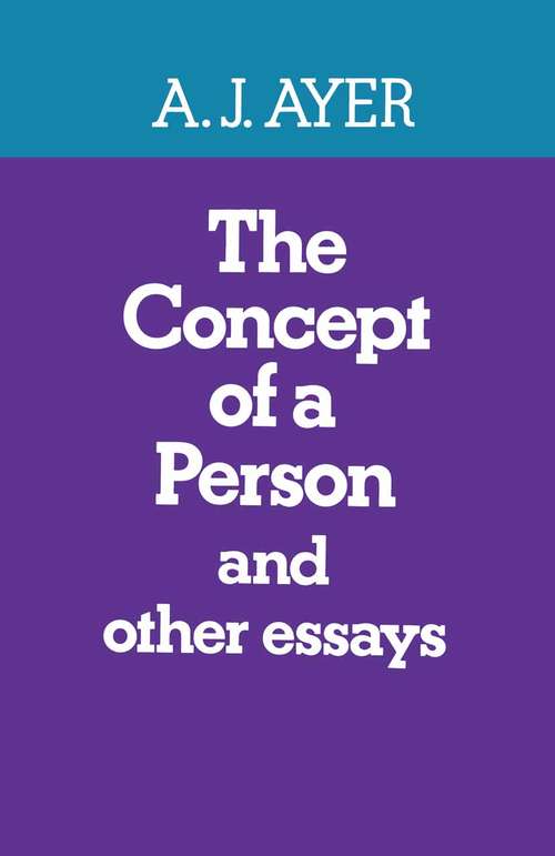 Book cover of The Concept of a Person: and Other Essays (pdf) (1st ed. 1963)