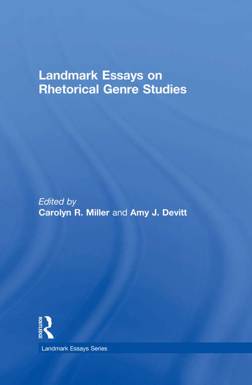 Book cover of Landmark Essays on Rhetorical Genre Studies (Landmark Essays Series)