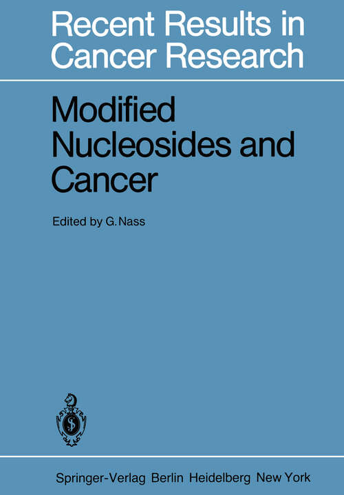 Book cover of Modified Nucleosides and Cancer (1983) (Recent Results in Cancer Research #84)