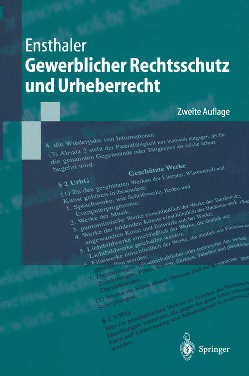 Book cover of Gewerblicher Rechtsschutz und Urheberrecht (2. Aufl. 2003) (Springer-Lehrbuch)
