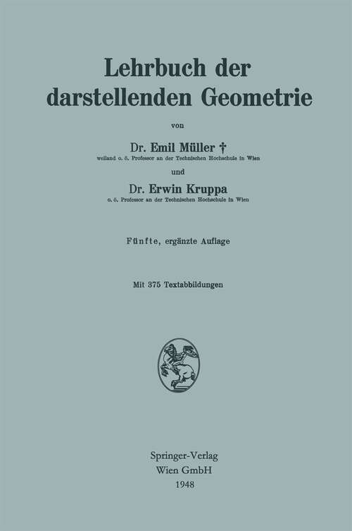 Book cover of Lehrbuch der darstellenden Geometrie (5. Aufl. 1948)