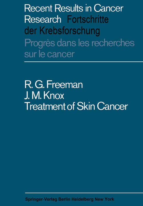 Book cover of Treatment of Skin Cancer (1967) (Recent Results in Cancer Research #11)
