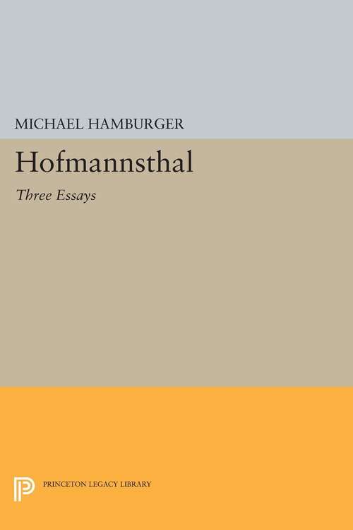 Book cover of Hofmannsthal: Three Essays