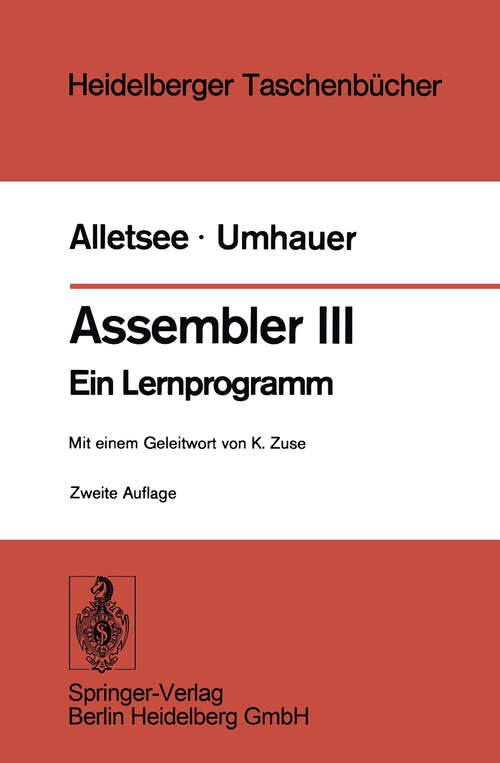 Book cover of Assembler III: Ein Lernprogramm (1977) (Heidelberger Taschenbücher #142)