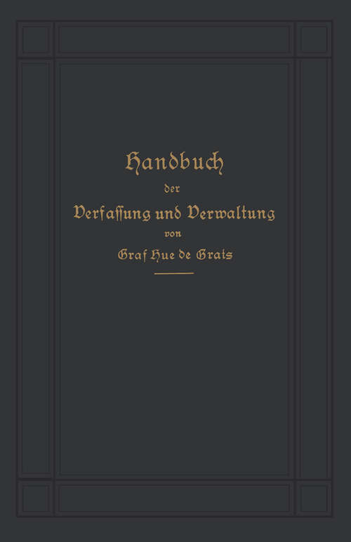 Book cover of Handbuch der Verfassung und Verwaltung in Preußen und dem Deutschen Reiche (20. Aufl. 1910)