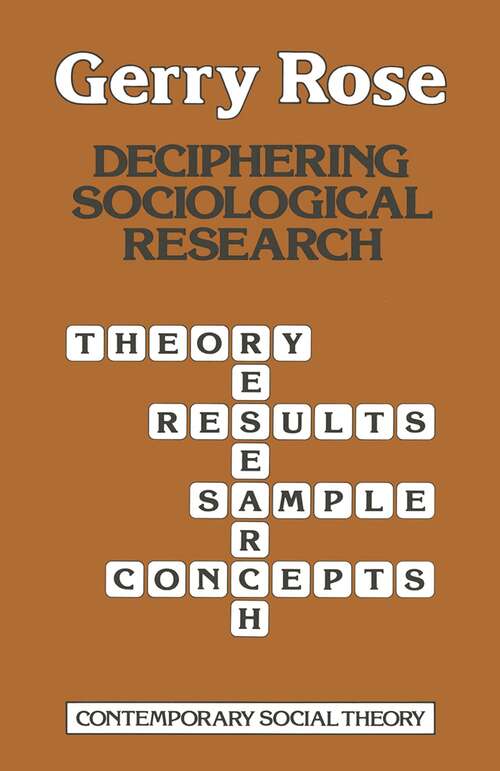 Book cover of Deciphering Sociological Research (1st ed. 1982)