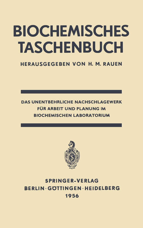 Book cover of Biochemisches Taschenbuch (1956)