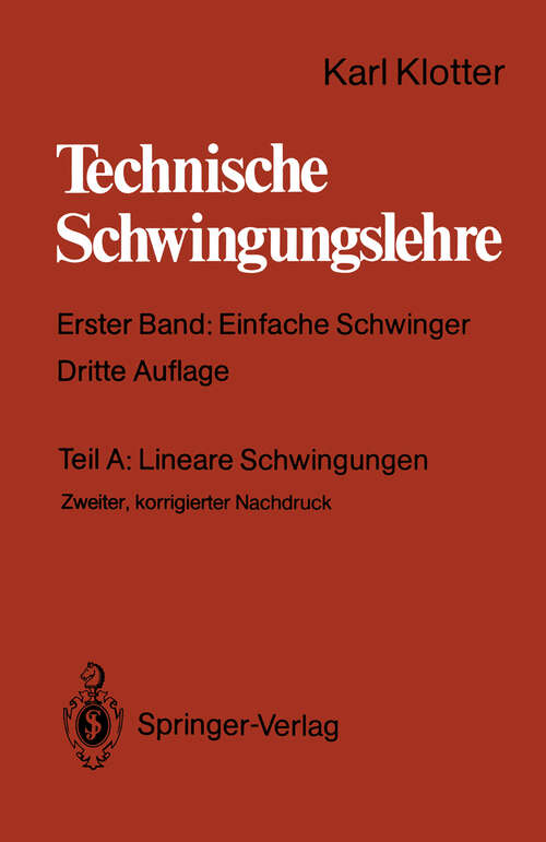 Book cover of Lineare Schwingungen (3. Aufl. 1988) (Technische Schwingungslehre: 1 / A)