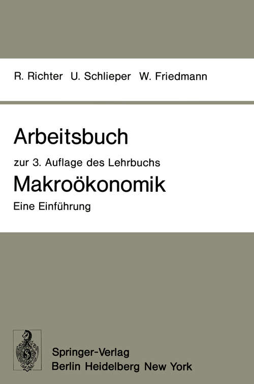 Book cover of Arbeitsbuch zur 3. Auflage des Lehrbuchs Makroökonomik — Eine Einführung (1979)