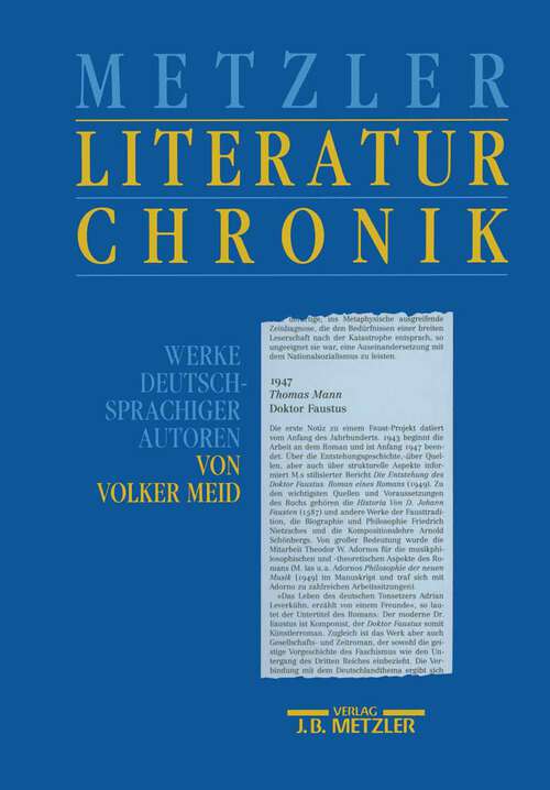 Book cover of Metzler Literatur Chronik: Werke deutschsprachiger Autoren (1. Aufl. 1993)