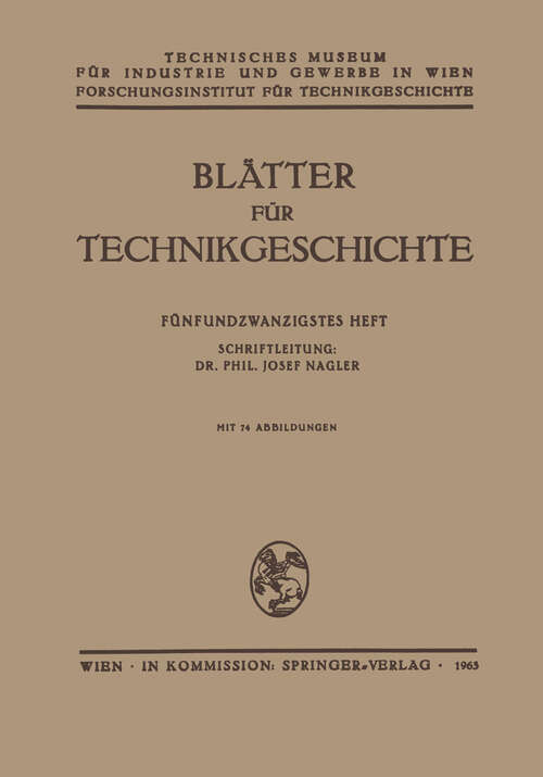 Book cover of Blätter für Technikgeschichte (1963) (Blätter für Technikgeschichte #25)