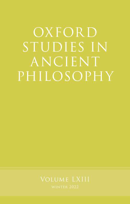 Book cover of Oxford Studies in Ancient Philosophy (Oxford Studies in Ancient Philosophy)