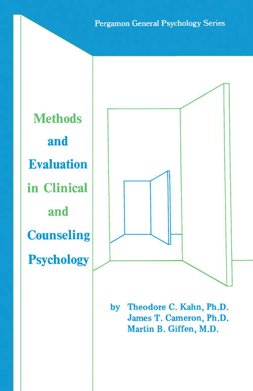 Book cover of Methods and Evaluation in Clinical and Counseling Psychology: Pergamon General Psychology Series