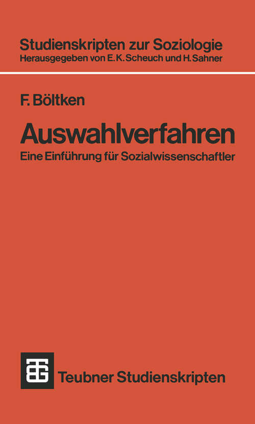 Book cover of Auswahlverfahren: Eine Einführung für Sozialwissenschaftler (1976) (Studienskripten zur Soziologie)