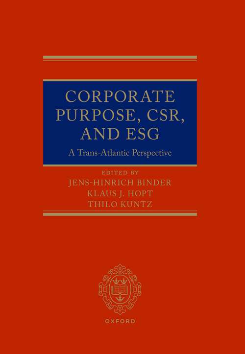 Book cover of Corporate Purpose, CSR, and ESG