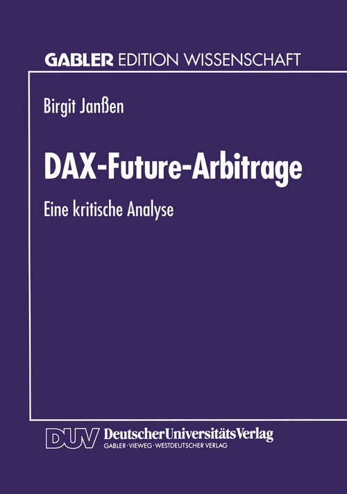 Book cover of DAX-Future-Arbitrage: Eine kritische Analyse (1995)