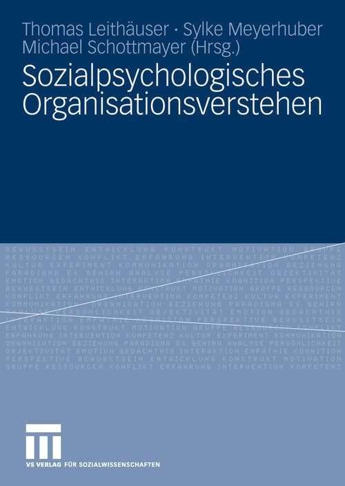 Book cover of Sozialpsychologisches Organisationsverstehen (2009)