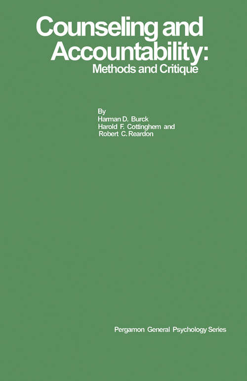 Book cover of Counseling and Accountability: Methods and Critique