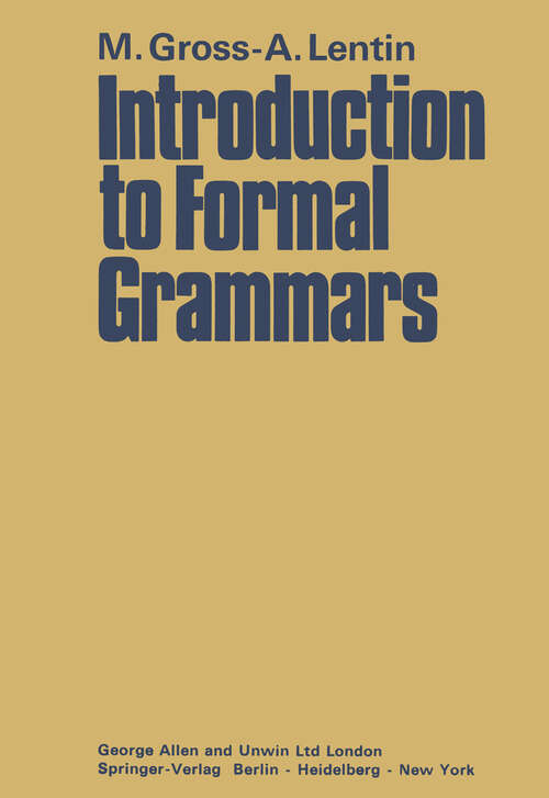 Book cover of Introduction to Formal Grammars (1970)