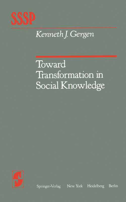 Book cover of Toward Transformation in Social Knowledge (1982) (Springer Series in Social Psychology)