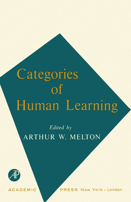 Book cover of Categories of Human Learning