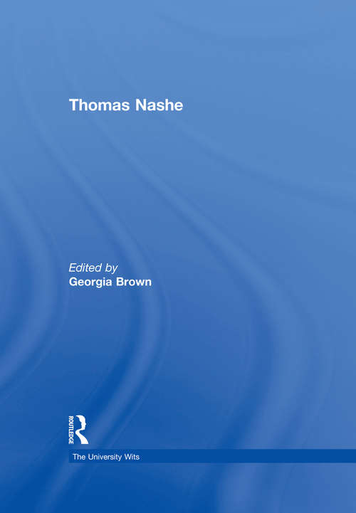 Book cover of Thomas Nashe (The University Wits)