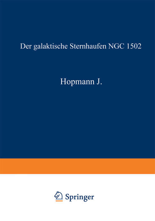 Book cover of Der galaktische Sternhaufen NGC 1502 (1958)