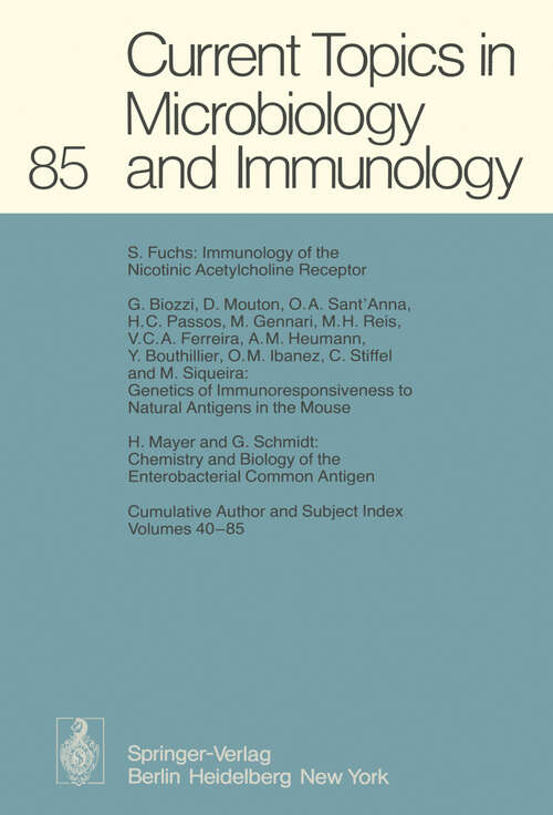 Book cover of Current Topics in Microbiology and Immunology (1979) (Current Topics in Microbiology and Immunology #85)