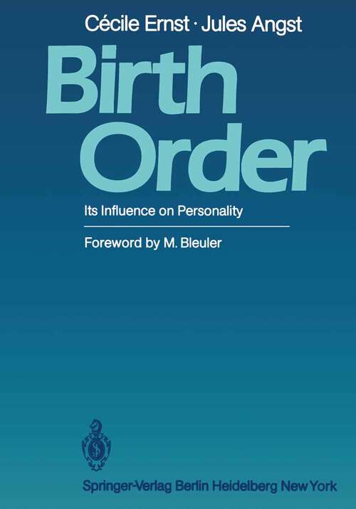 Book cover of Birth Order: Its Influence on Personality (1983)