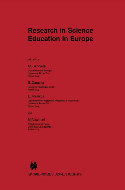 Book cover of Research in Science Education in Europe (1999)