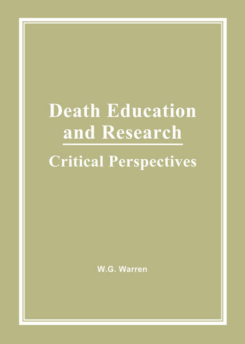 Book cover of Death Education and Research: Critical Perspectives