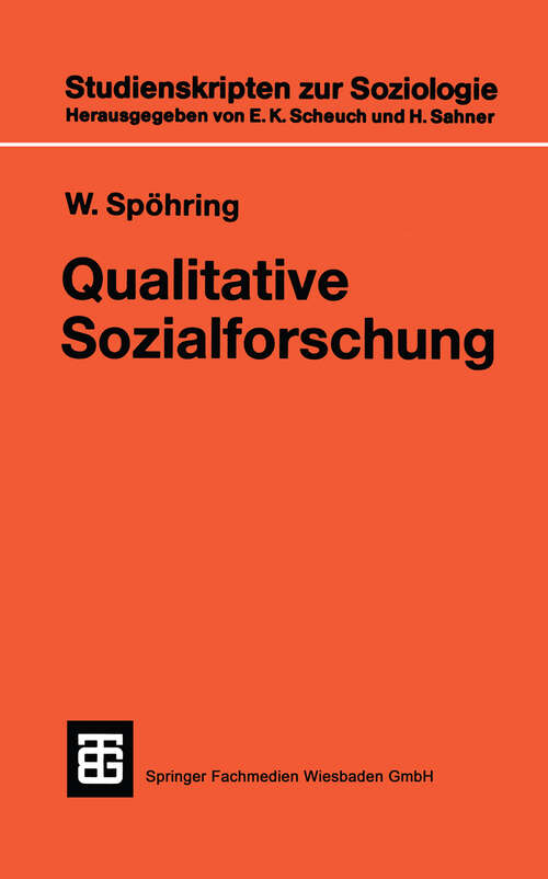 Book cover of Qualitative Sozialforschung (2. Aufl. 1989) (Studienskripten zur Soziologie #133)