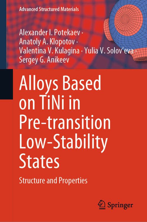 Book cover of Alloys Based on TiNi in Pre-transition Low-Stability States: Structure and Properties (2024) (Advanced Structured Materials #216)