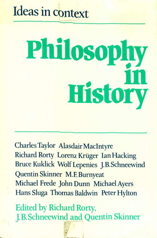 Book cover of Philosophy In History: Essays In The Historiography Of Philosophy (PDF)