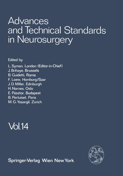 Book cover of Advances and Technical Standards in Neurosurgery: Volume 14 (1986) (Advances and Technical Standards in Neurosurgery #14)