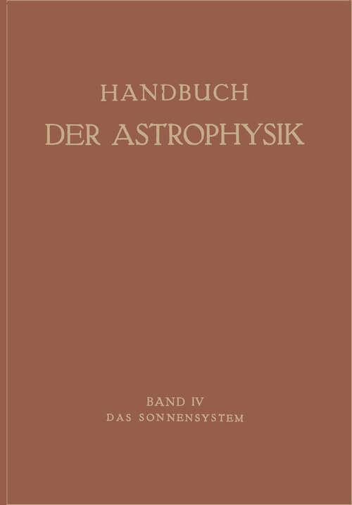 Book cover of Das Sonnensystem (1929) (Handbuch der Astrophysik #4)