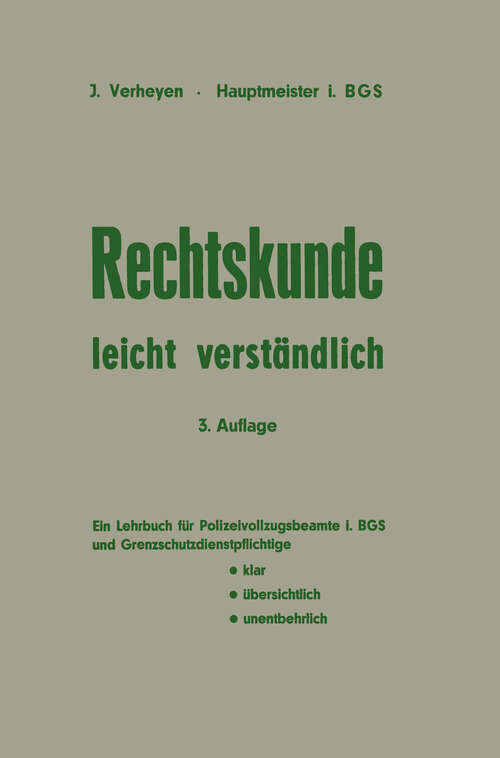 Book cover of Rechtskunde — leicht verständlich (3. Aufl. 1970)