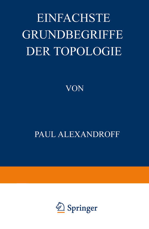 Book cover of Einfachste Grundbegriffe der Topologie (1932)