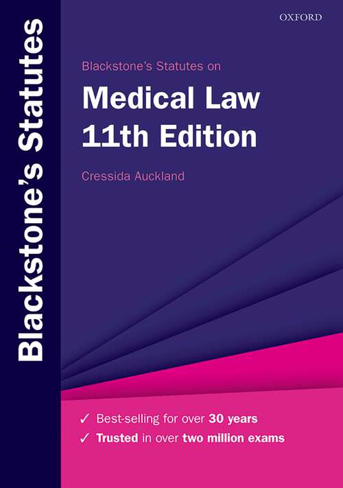 Book cover of Blackstone's Statutes on Medical Law (Blackstone's Statute Series)